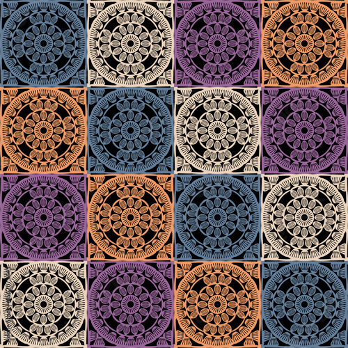 Pattern with crochet granny square wallpaper handmade decorative art design print	
