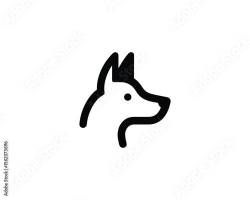 Minimalist black outline of a dog head