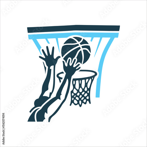Basketball Rebound Graphic Illustration, Player Reaching Rebounding Player Player grabbing a rebound