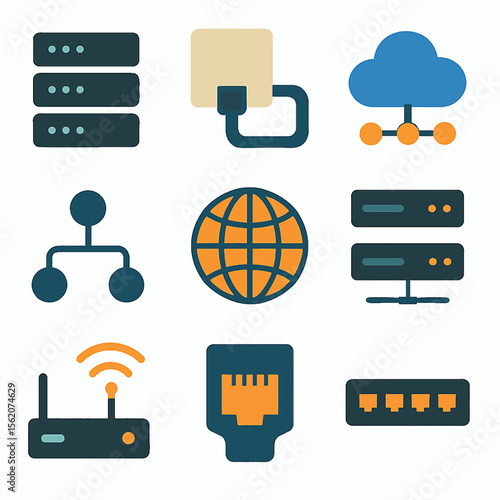 Network and connectivity symbols representing data transfer and communication technology