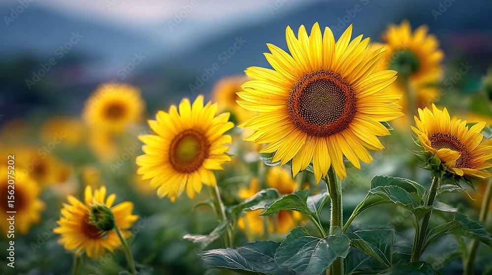 Fototapeta premium Sunflowers in golden field