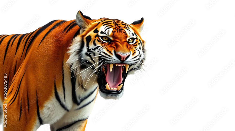 Obraz premium Roaring tiger isolated on transparent background