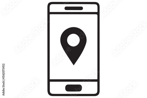 Minimal Black & White Location Icons Set – Flat Vector Design of Maps, Navigation, and Global Technology Symbols

