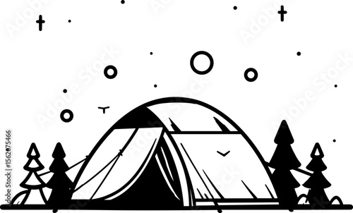 Serene Camping Scene: Tent Amidst the Forest