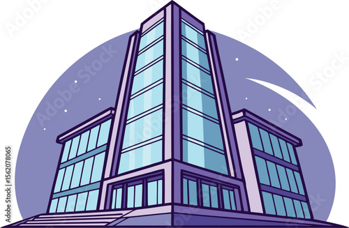 Modern Skyscraper Design Featuring Tall Buildings Windows and City Architecture. High Rise Skyscraper Illustration Collection for Urban Development and Planning. Flat Style Modern Skyscraper Concept