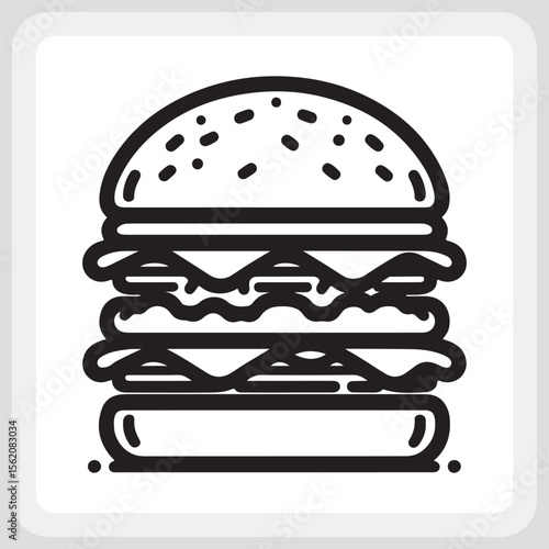 A Deliciously Detailed Line Art Illustration of a Gourmet Burger.