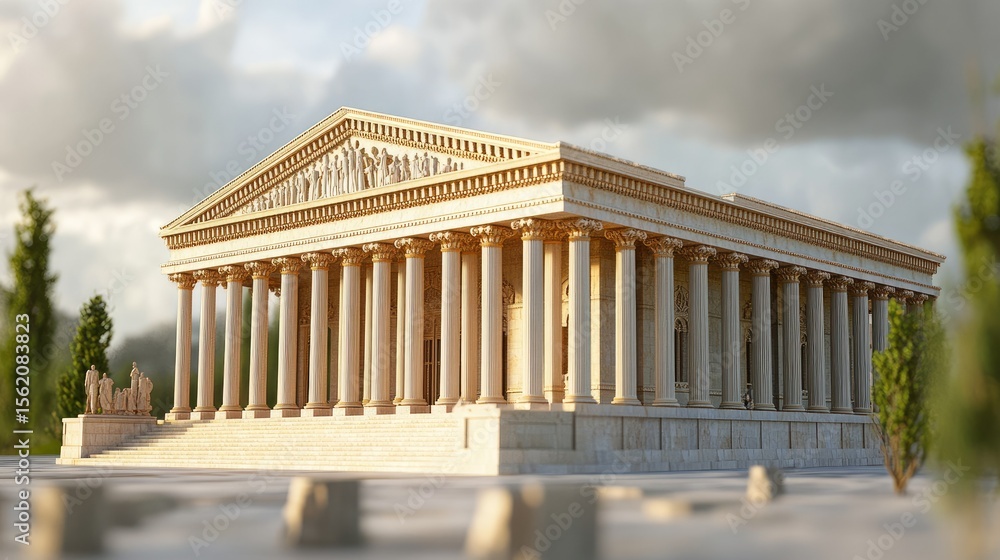 Obraz premium Ancient Greek Temple Architectural Marvel: A Digital Reconstruction