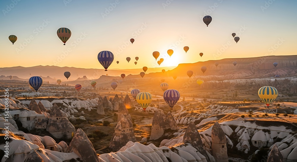 Naklejka premium Spectacular Sunrise Hot Air Balloon Ride over Cappadocia