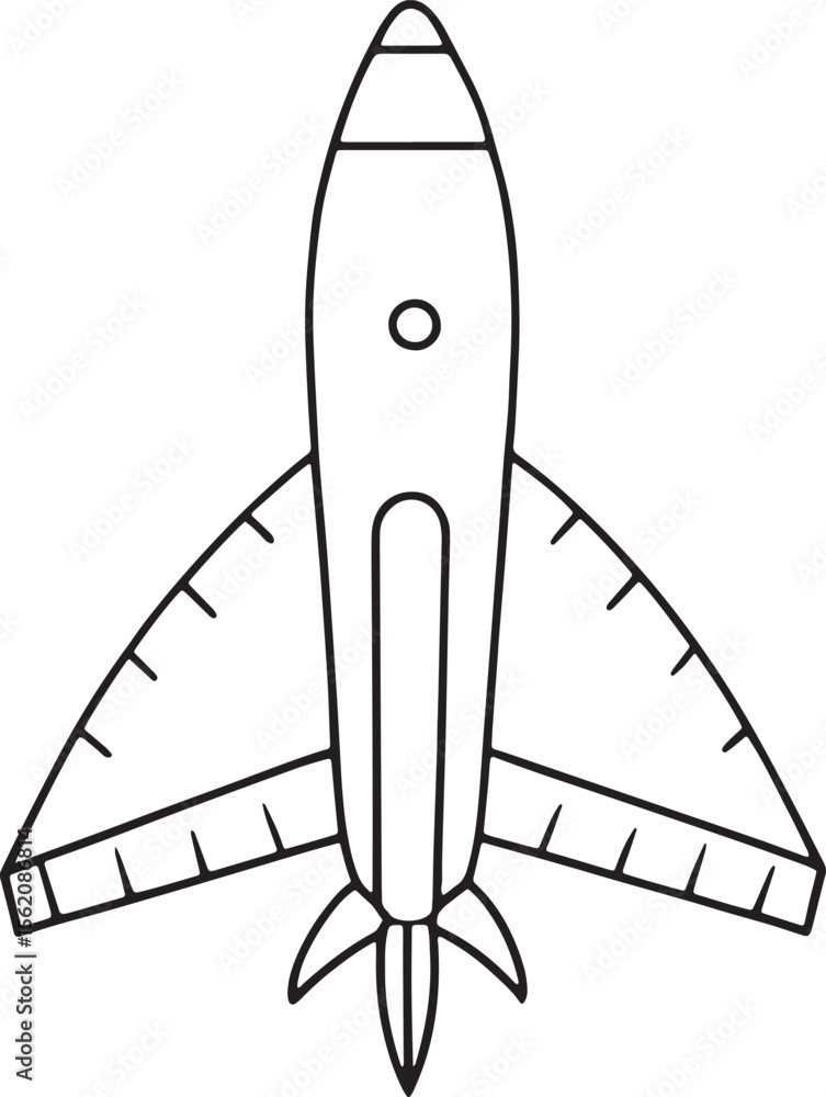 Whimsical space travel rocket ship illustration in clean line art for futuristic design themes Whimsical space travel rocket ship illustration in clean line art for futuristic design themes