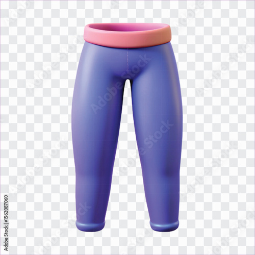 3D Leggings Icon | Fashionable Activewear, Stretch Pants, Fitness Clothing Symbol