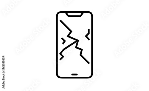 Damaged smartphone screen showing cracked display 