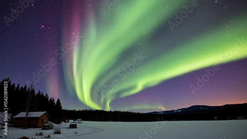 A timelapse of the aurora Finland aurora sky above a quiet snow field at midnight