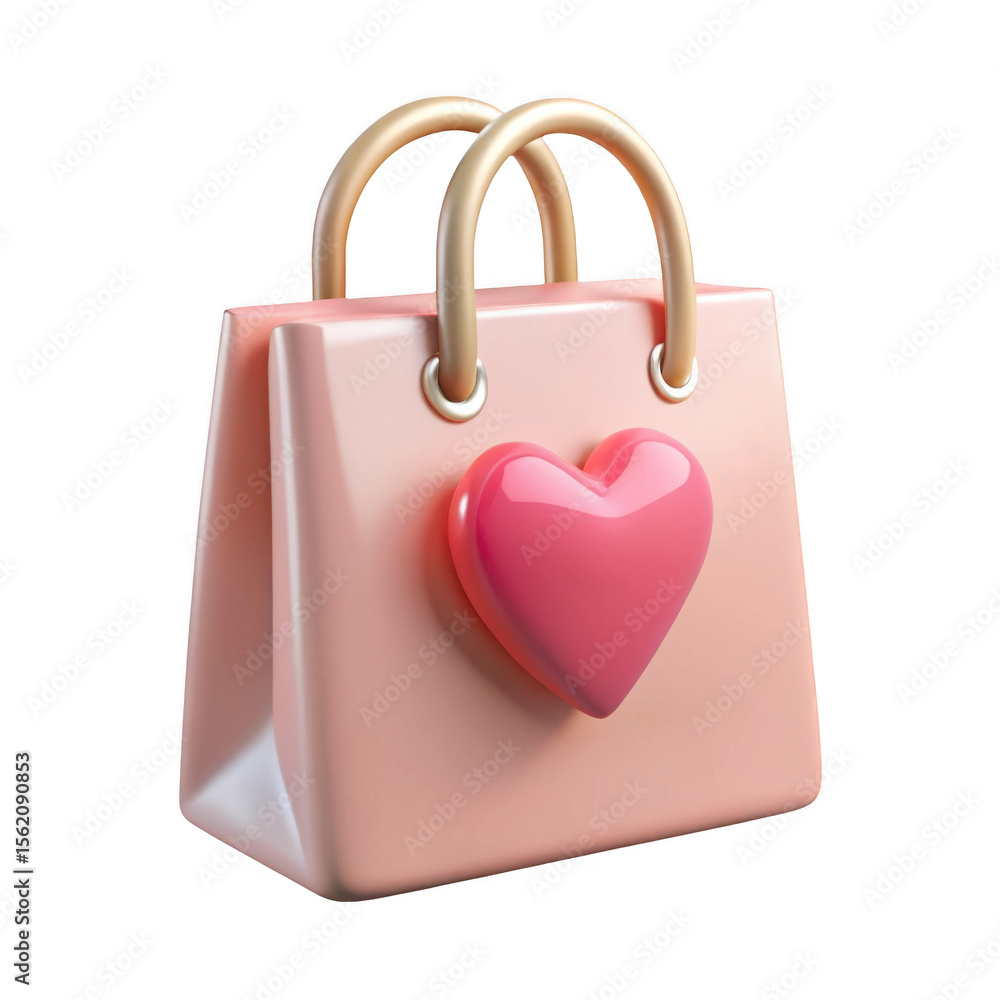 3d render of pink shopping bag with heart isolated on transparent background 3d render of pink shopping bag with heart isolated on transparent background