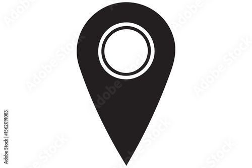 Minimal Black & White Location Icons Set – Flat Vector Design of Maps, Navigation, and Global Technology Symbols

