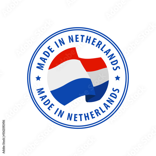 Netherlands - Nation Label Icon. Country Flag Sticker. Vector illustration.