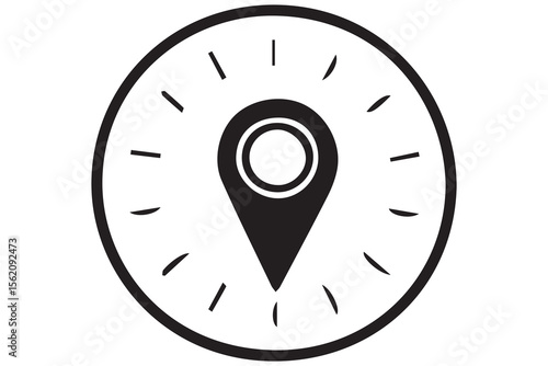 Minimal Black & White Location Icons Set – Flat Vector Design of Maps, Navigation, and Global Technology Symbols

