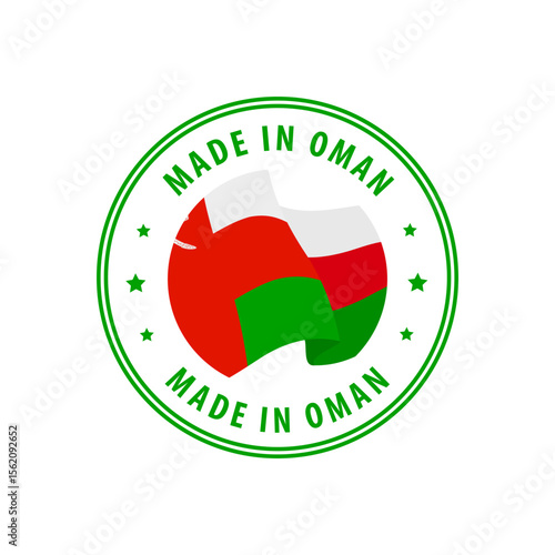 Oman - Nation Label Icon. Country Flag Sticker. Vector illustration.