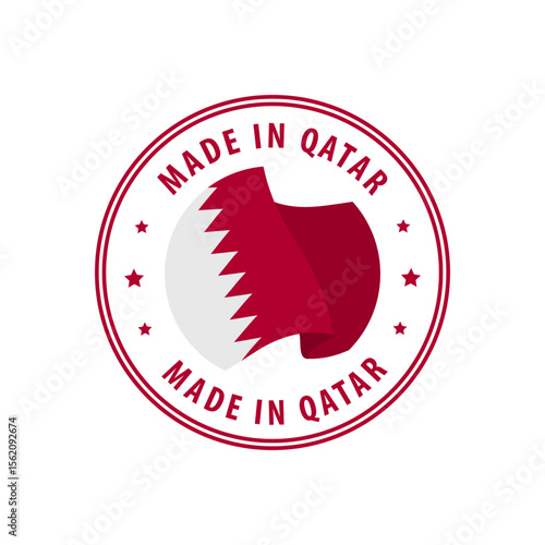 Qatar - Nation Label Icon. Country Flag Sticker. Vector illustration.