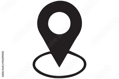 Minimal Black & White Location Icons Set – Flat Vector Design of Maps, Navigation, and Global Technology Symbols

