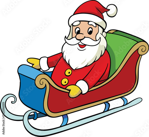 santa claus on a sledge,Jolly Santa Claus Riding in His Festive Sleigh Ready for Christmas Deliveries,Jolly santa claus in his red sleigh, ready for his christmas eve journey new 2025 trendy