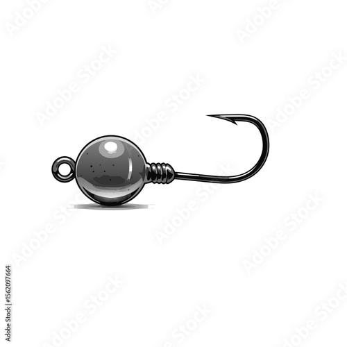 Fishing hook with weight design in black and silver color  