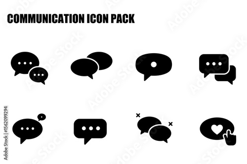 Communication icons set for digital use. Flat design icons of various chat bubbles in different configurations.