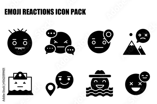 Emoji reactions icon pack depicting various emotions and situations.