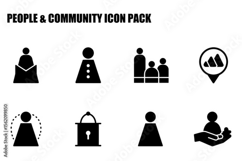 Simple icons depicting various community and people related actions/concepts in a clean, modern style.