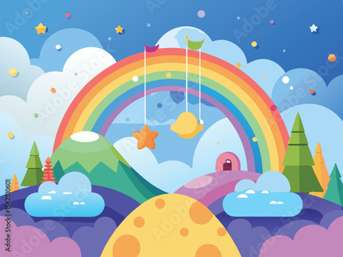 Colorful fantasy  background for kindergarten