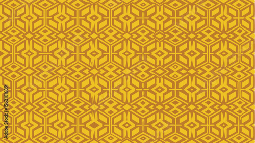 Seamless geometric pattern in mustard yellow and brown abstract shapes background
