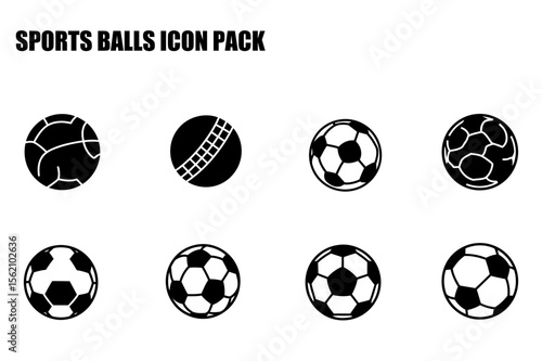 Sports balls icon set featuring diverse ball types in a simple, clean design.