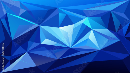 Abstract blue geometric background with sharp edges and light reflections