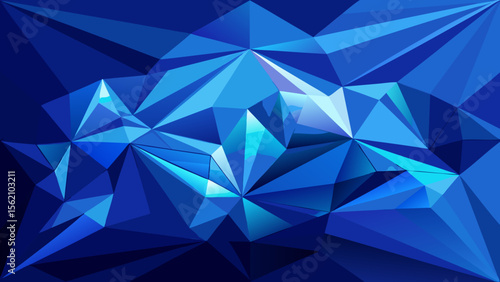 Abstract geometric background with shimmering facets of blue crystal