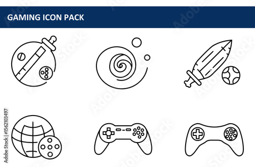 Gaming icon pack. Vector graphics of various gaming elements.