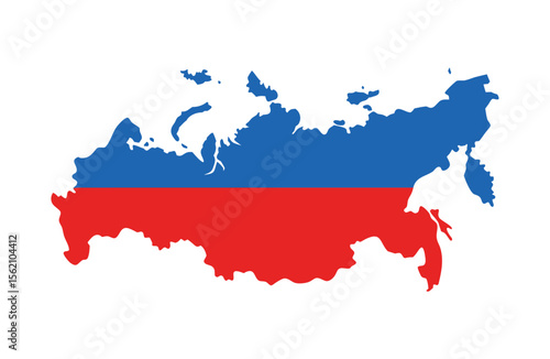 Russia vector map and flag of russia