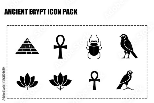 Ancient Egypt icon pack. various symbols in a flat style.