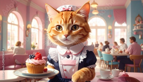 メイド喫茶で働くAIネコ