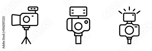 photography equipment camera with different attachments icons