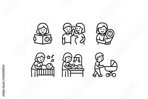 Wallpaper Mural Icon set: parenting stages and activities vector icon isolated illustration Torontodigital.ca