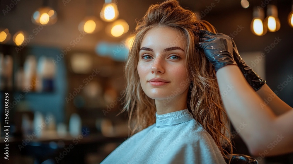 Fototapeta premium Young girl with tufts on her head in dentist's chair. Useful for medical articles, advertising of dental services, educational materials about dental health.