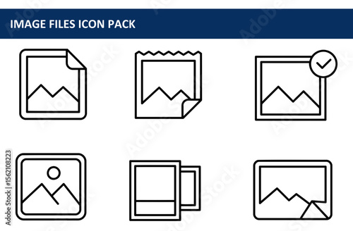 Line art icons of various image file formats.