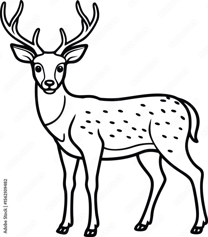 Obraz premium Deer and reindeer vector silhouette illustrations capturing the essence of wild nature and Christmas spirit, featuring majestic antlers and cute cartoon heads