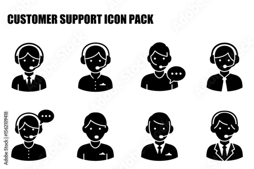 Customer support icons depicting diverse genders in various business attire.