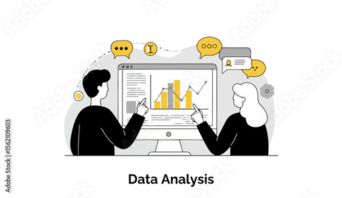 A team of formally dressed business professionals are gathered around a conference table in a modern office, collaborating on a detailed financial data analysis project.