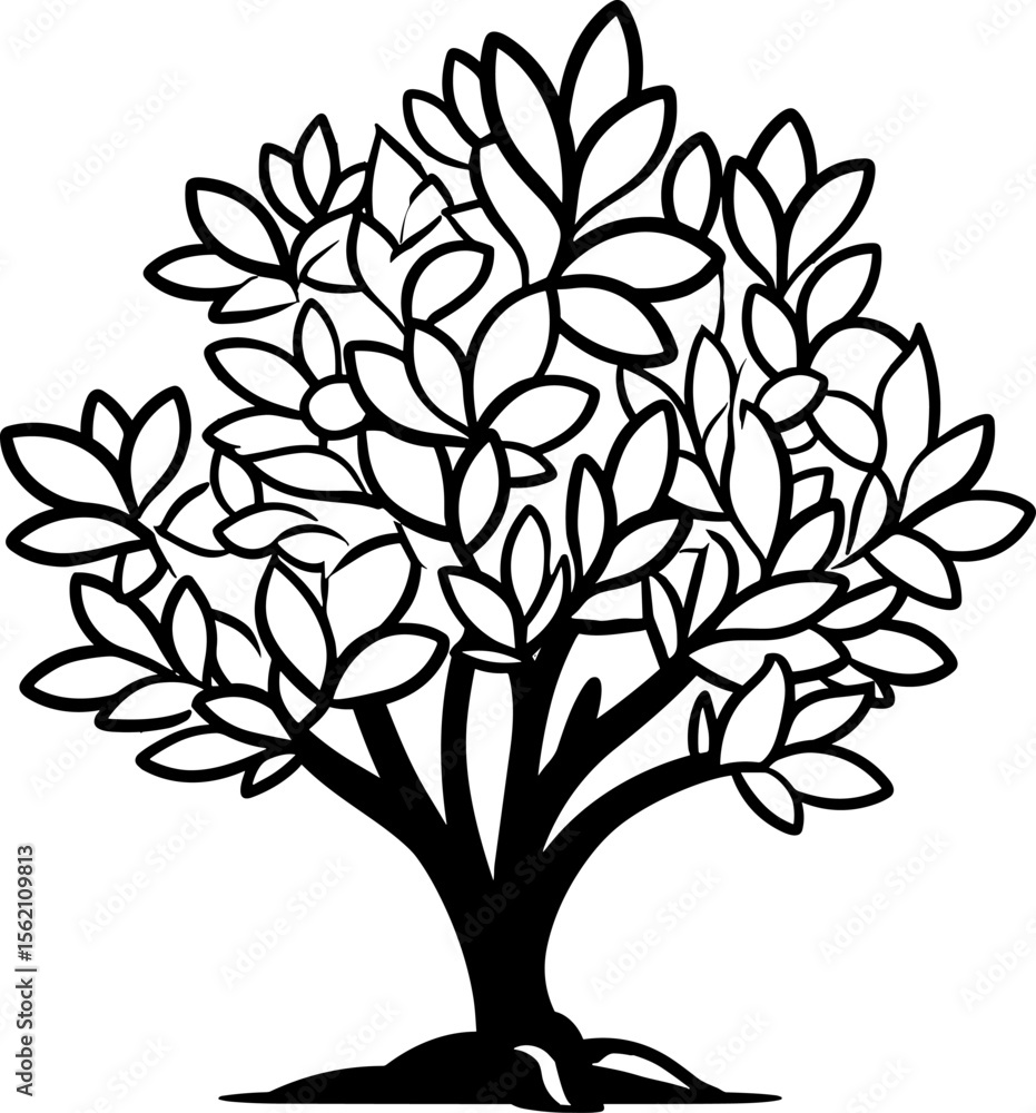 Obraz premium Elegant Tree Silhouette with Detailed Leaves - Nature Inspired Design