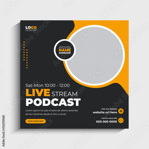 Podcast live talk show social media Instagram post template