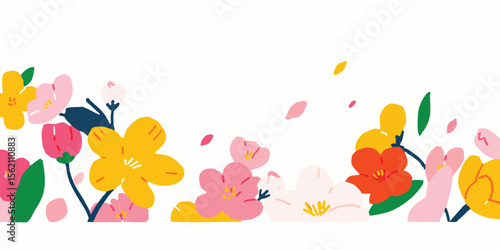 Colorful florals vector border