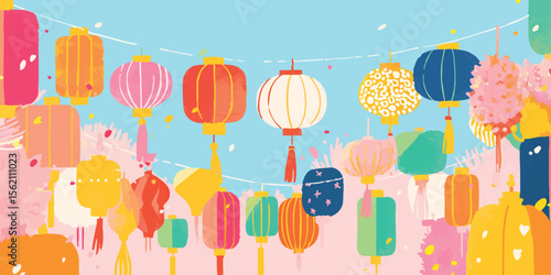Colorful lanterns illuminat...
