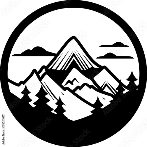 Majestic Mountain Vista: A Serene Landscape of Peaks and Pines
