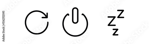 Dark icons for restart, power, and sleep on gradient background vector icon isolated illustration